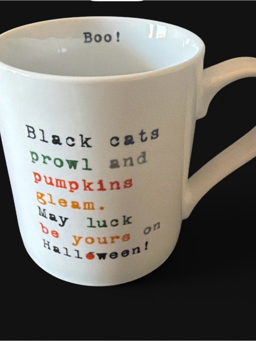 Halloween Cat & Pumpkin White Ceramic Mug